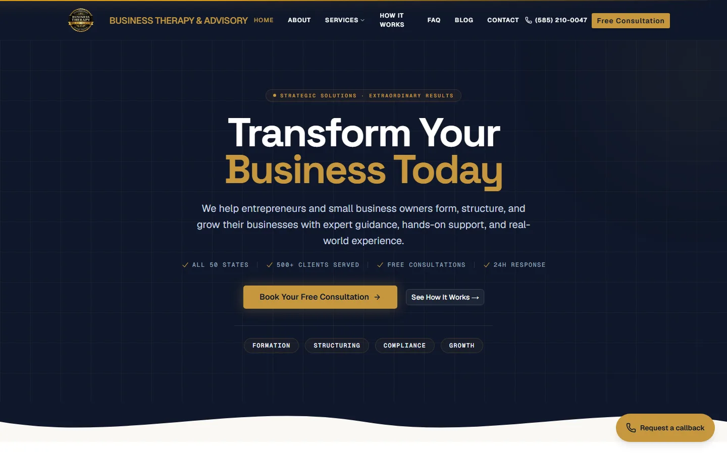 Business Therapy & Advisory — a Rochester website built by ROC Web Tech