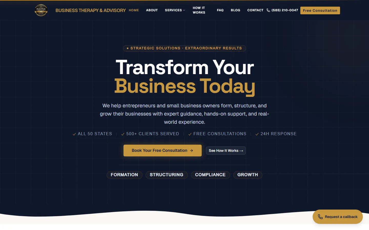 Business Therapy & Advisory — a Rochester website built by ROC Web Tech